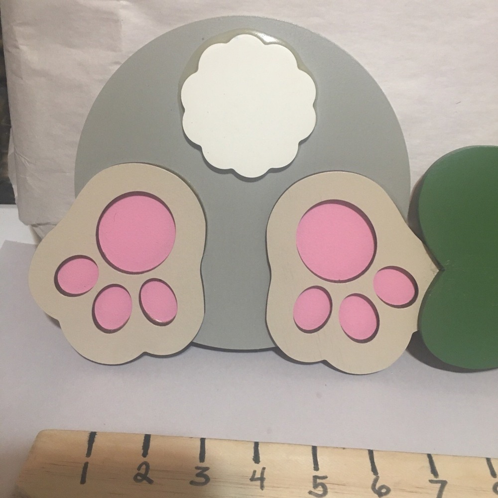 3 Wooden Cutouts For‎ Easter Spring Crafts Clover Flower Bunny 7" Each - Picture 2 of 12